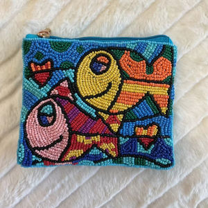 Classic Beaded Coin Purse Pearl and Diamond Beaded Make up Bag Wedding or Party Gift for Her - Product Image 1