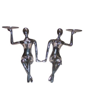 Par artístico SIVING sentado ESTATUA Aluminio Metal Escultura abstracta Estatua Decoración moderna para el hogar Interiores de lujo perfectos y de moda - Product Image 1