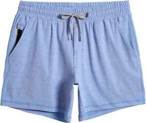 Pantalones cortos de gimnasio con cintura elástica cómodos para hombre, pantalones cortos atléticos con patrón sólido y cremallera, estilo informal ecológico con bolsillos - Product Image 1