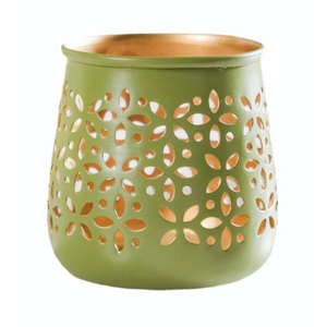 Porte-bougie votif en fer noir mat au design moderne avec un motif en treillis complexe pour la décoration de la maison et les cadeaux - Product Image 3