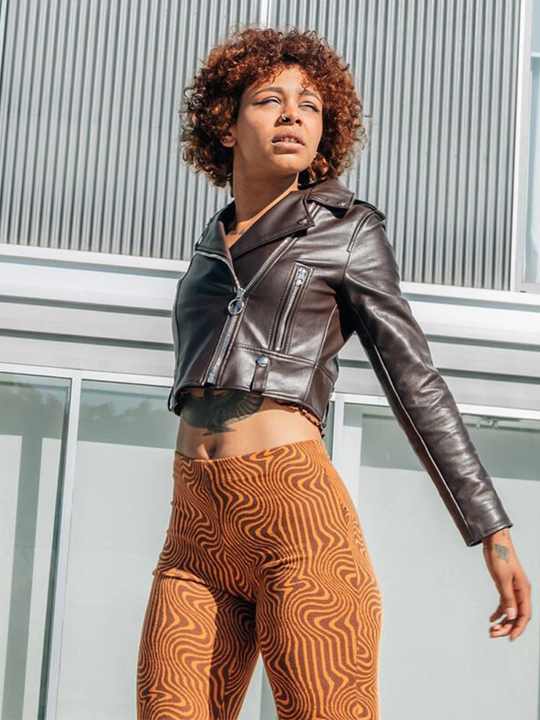 Red Lambskin Leather Cropped Jacket Women Leather Biker Jacket Leather Real Jacket