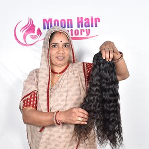 Top grade Product single drawn virgin Remy hair <b>Curly</b> <b>extension</b> unprocessed natural Indian human sourced from temples in India - Product Image 5