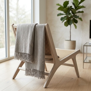 Zigzag Throw Grey Woven Soft Fabric Solid Long Lightweight Decorative Throw Blanket Home Textile Scarves <b>Shawls</b> Sofa Bed - Product Image 2