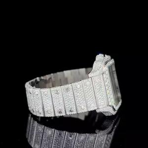 Nouveauté Luxueuse montre analogique en acier inoxydable avec cadran de 41mm VVS Iced Moissanite Diamond Entièrement Buste Square Band - Product Image 5