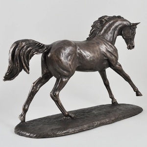 Escultura de caballo de bronce fundido en frío árabe Cantering - Product Image 2