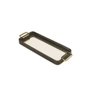 Plateau de toilette en verre décoratif avec bordure en laiton, organisateur de bijoux carré, décoration d'intérieur - Product Image 3