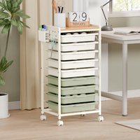 Carrito de Almacenamiento Resistente con Panel Perforado Lateral y 9 Cajones de Plástico, Fácil de Montar, Mueble para el Hogar, Cocina, Guardería, Carrito Utilitario