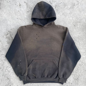 Pullover Casual Design Custom Manufacturer Streetwear Cotton Heavyweight Distressed Embroidery <b>Vintage</b> <b>Sweatshirts</b> Hoodie Men - Product Image 5