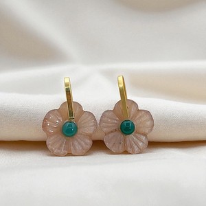 Gemstone Flower Carving Double Stone Pendant 14mm Size Gemstone 925 Silver Gold Plated Rotating Loop Handmade Charms Wholesalers - Product Image 3