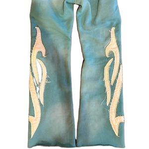 Pantalon de survêtement évasé vintage personnalisé et épais, délavé à l'acide, pour hommes, pantalon droit 100% coton de haute qualité pour impression bouffante logo - Product Image 4