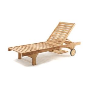 Chaise longue de patio en teck, meubles d'extérieur fabriqués en Indonésie, bois massif - Product Image 1