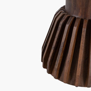 Mesa de Comedor de Madera de Mango Maciza con Base Resistente, Diseño Moderno, Forma Redonda, Acabado Marrón con Textura Natural - Product Image 3