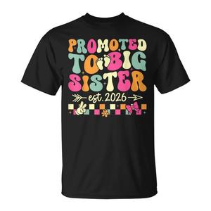 T-shirt pour filles Groovy 2026 : Promue en grande sœur, excitée pour leur nouvelle rôle prochainement ! - Product Image 1