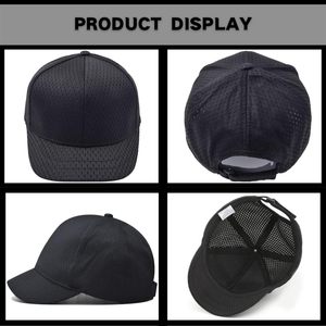 Casquette de baseball à bord court, chapeau d'entraînement à bord court uni réglable chapeau de pêche athlétisme chapeau de camionneur maille - Product Image 3