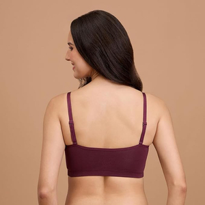 Soutien-gorge rembourré 100% coton couleur vin pour dames sur mesure meilleur prix d'usine Bangladesh - Product Image 4