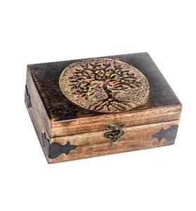 โบราณ Handmade ไม้ Urn ต้นไม้ชีวิตแกะสลัก Handcurated กล่องเครื่องประดับสําหรับสตรี-ผู้ชายอัญมณีตกแต่งบ้านสําเนียงตกแต่ง - Product Image 6