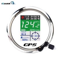 IP67 Pelat Muka Hitam Tahan Air 85Mm, Krom RIM, GPS Sensor 12V 24V Kapal TFT GPS Speedometer