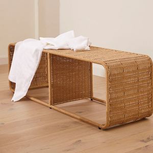 مقعد سريري مصنوع من إطار ألومنيوم وحبل راتان منسوج بلمسة طبيعية - Product Image 3