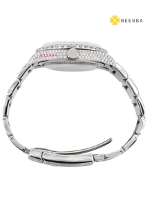 Montre Moissanite Sunburst Dial-Édition rose, montre Moissanite 100% sertie à la main, montre en diamant à prix abordable de l'Inde - Product Image 4