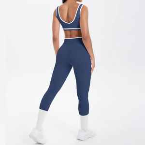 Conjunto Deportivo de Nailon para Mujer, Cintura Alta, Transpirable, de Secado Rápido, 2 Piezas, Traje Deportivo para Gimnasio, Fitness, Yoga, Entrenamiento - Product Image 2