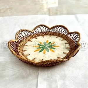 Plateau de service en rotin avec incrustation pour vadrouille Taille personnalisée pour le café de table et les articles de cuisine Vente en gros du Vietnam - Product Image 1