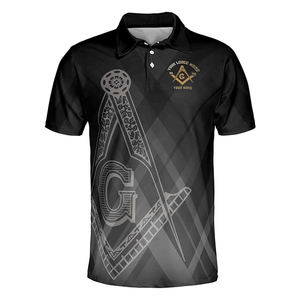 Personalizar el nombre de la logia masónico masonería emblema Mason negro Polo camisa de alta calidad por encargo de manga corta para hombres Polos - Product Image 2