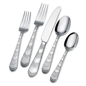 Juego de cubiertos de acero inoxidable ecológico y elegante con vajilla de metal pulido con espejo - Product Image 1