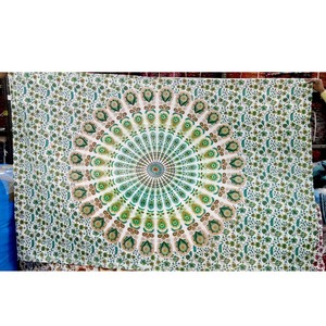 High Quality Peacock Print Cotton Tapestries Wall Hanging for Decorative Export Purpose - Product Image 4