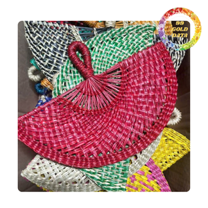 Natural Seagrass Hand Fan with Artistic Shapes for Wall Hanging and Interior Decor - Product Image 4