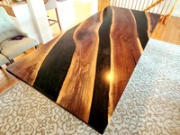 Plateau en époxy noir fait à la main marbre pierres semi-précieuses Table à manger moderne du milieu du siècle comptoirs de café dessus de vanité dessus de table