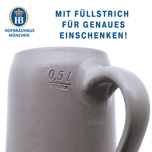 Hofbraeuhaus Muenchen Oktoberfest 0,5 L Jarras de cerveza Jarra de fabricación alemana glaseada con sal con logotipo HB original - Product Image 3