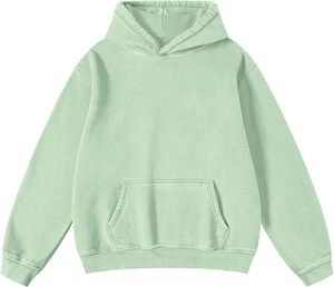 Sudaderas con capucha para hombre de gran tamaño Unisex lavado con ácido Sudadera con capucha Heavyweight Fleece Vintage 100% algodón verde sudadera hombres mujeres Streetwear - Product Image 1