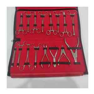 ชุดเครื่องมือเจาะร่างกายแบบมืออาชีพ16ชิ้นชุดเครื่องมือผ่าตัดทำจากสเตนเลสทางการแพทย์พร้อมกระเป๋าหนัง - Product Image 2