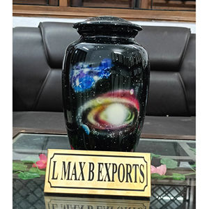 Meta Galaxy Design Urnes funéraires en métal pour adultes avec sac en velours pour cendres humaines - Product Image 1