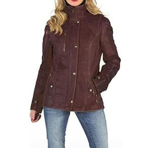 Manteau de style veste en cuir véritable élégant personnalisé OEM daim nubuck cuir marron mode femmes vestes en gros Logo couleurs - Product Image 5