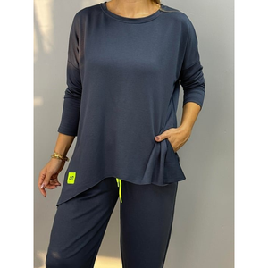 Conjunto de Dos Piezas de Viscosa con Detalle de Bordado y Manga Larga para Mujer, 23579 - Antracita - Product Image 3