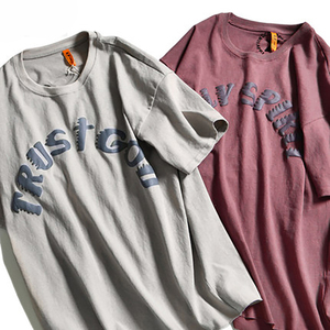 2024 camisetas personalizadas con cuello redondo para hombres diseño superior 3D Puff serigrafía nueva colección con patrón de letras al por mayor - Product Image 4