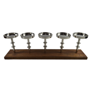 Porte-bougie tealight doré avec base en bois, design exclusif, nouveauté 2025, accents décoratifs pour la maison et la table, support à bougie décoratif - Product Image 5