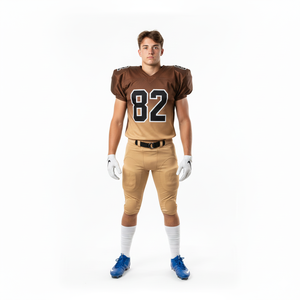 Uniforme de football américain sur mesure 100% polyester respirant, taille plus, maillot et pantalon avec logo frontal, manches courtes - Product Image 6