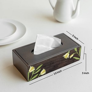 Boîte à mouchoirs en bois de manguier personnalisable, légère, 10 pouces x 5 pouces x 3 pouces, écologique, durable, design peint à la main, pratique pour un usage quotidien - Product Image 6