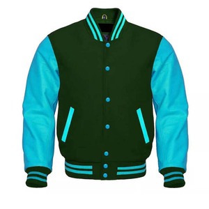 Chaqueta Universitaria de Béisbol Premium, Azul Lana con Mangas de Cuero Genuino, Chaquetas de Béisbol para Colegio y Preparatoria, Lona - Product Image 2