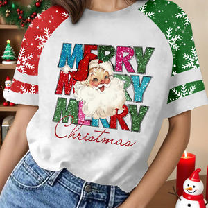 เสื้อยืดคริสต์มาสสำหรับผู้หญิงเสื้อยืดซานตาคลอสพิมพ์ลายอะนิเมะระบายอากาศ - Product Image 6