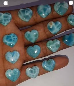 Nuevo cabujón tallado en corazón de 15mm hecho a mano Larimar Gemstone Natural IGI certificado para boda y regalo del Día DE LA República - Product Image 1