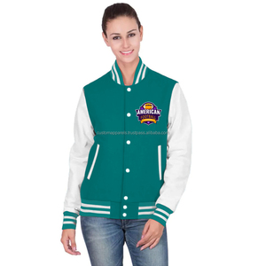 Parche personalizado acolchado transpirable teñido algodón Varsity chaqueta de las mujeres duradero bordado - Product Image 1