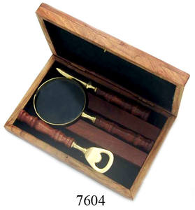 Juego de regalos náuticos, telescopio, lupa, brújula, caja de madera, caja de regalo Marina náutica, producto de diseño Vintage decorativo - Product Image 5