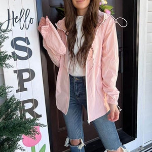 Haute qualité hommes femmes coupe-vent veste décontracté Ultra-léger imperméable séchage rapide respirant étanche à la pluie fermeture éclair impression tissu - Product Image 2