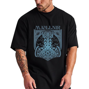 Camiseta transpirable de hombro caído de lujo de peso pesado de algodón 100% para hombres, camiseta de talla grande con cuello redondo de alta calidad hecha a medida para hombres - Product Image 2
