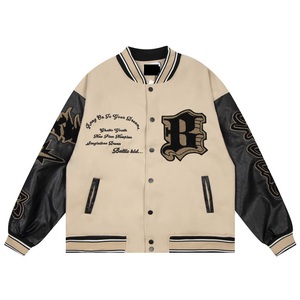 Veste classique personnalisée Varsity Letterman pour hommes avec broderie en chenille Logo avant à col montant-Couleur personnalisée de style punk - Product Image 1