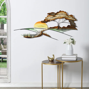 งานโลหะคุณภาพเยี่ยมในราคาสมเหตุสมผล ภาพพระอาทิตย์ตกดินในสวรรค์ สำหรับตกแต่งผนังบ้าน พร้อมสีและขนาดที่ปรับแต่งได้ - Product Image 2