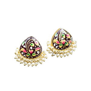 Joyería de buena calidad pintada a mano, pendiente de piedra chapado en oro, accesorios de joyería de moda para niñas y mujeres - Product Image 1